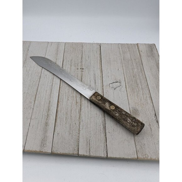 Chef Stainless Steel 8” Blade Slicing Knife Wood Handle 12 1/2" - Picture 4 of 8